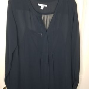 Banana Republic Sheer Navy Blouse